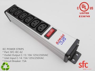quality  6 Outlet Flat Plug Power Strip Metal PDU With Overload Protector IEC Approved factory