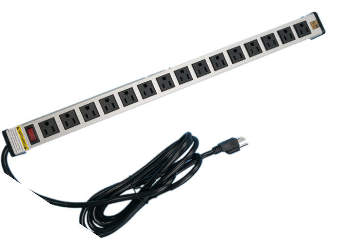 15 Way Receptacle Horizontal Multi Outlet Power Strip UL Approved With Surge Protection
