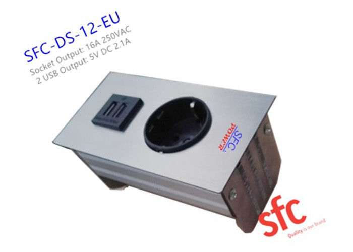 5v 2.1A Embedded Tabletop Furniture Power Outlet With Single EU Plug / Dual USB Charging