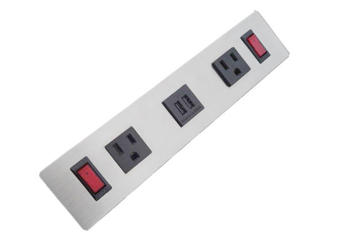 Metal Tabletop Furniture Power Outlet 2 USB Charger & 2 Socket With Individual Switch
