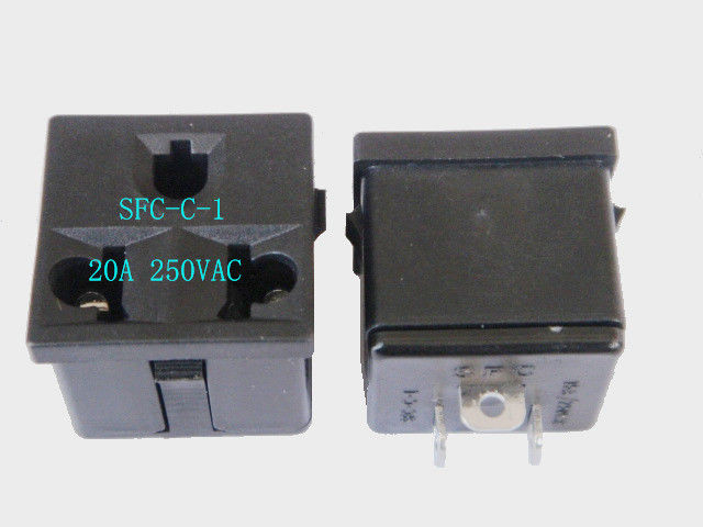Black Brazil Square 3 Prong Power Socket Power Outlet AC Wall Receptacle 250VAC 20A