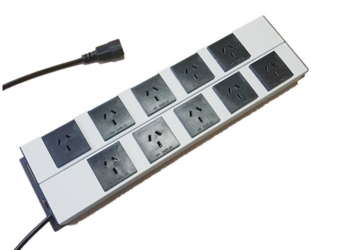 Metal 10 Way Australia Relocatable Power Taps , Electrical Power Bar Flat Plug