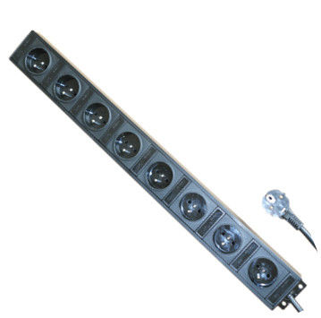 Multi Outlet France 8 Outlet Power Strip , Aluminum Shell Surge Protector Power Bar