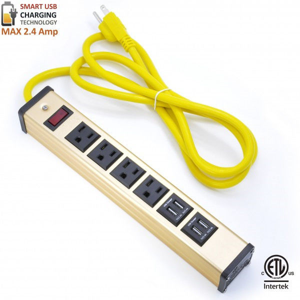 Multi Outlet Desktop Power Strip With USB , Slim Power Bar With USB Charger