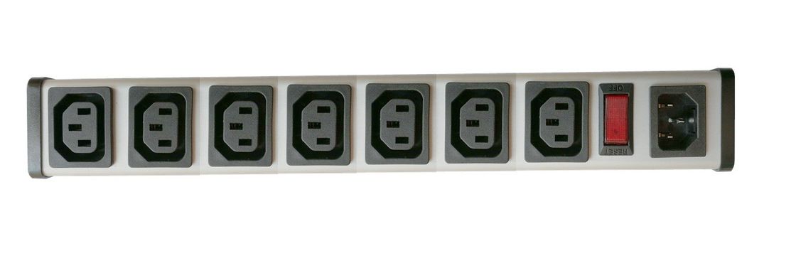 IEC320 Plug Adapter Power Cord Converter, 7Way IEC320 C14 Jacks Outlets Power Strip with 15a Overload Protector