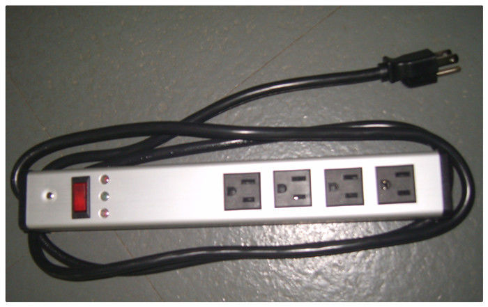 Mountable Multi Outlet Surge Protector Power Strip With Extension Cord / Metal Housing