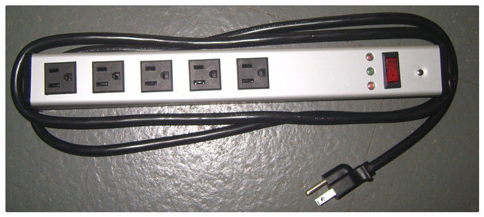 Horizontal Surge Protector Power Strip 5 Outlet , Universal Electrical Power Bar