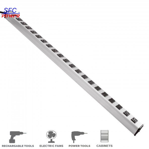 Heavy Duty Slim Multi Outlet Power Strip , 20 Outlet Grounded Multi Plug Extension Cord