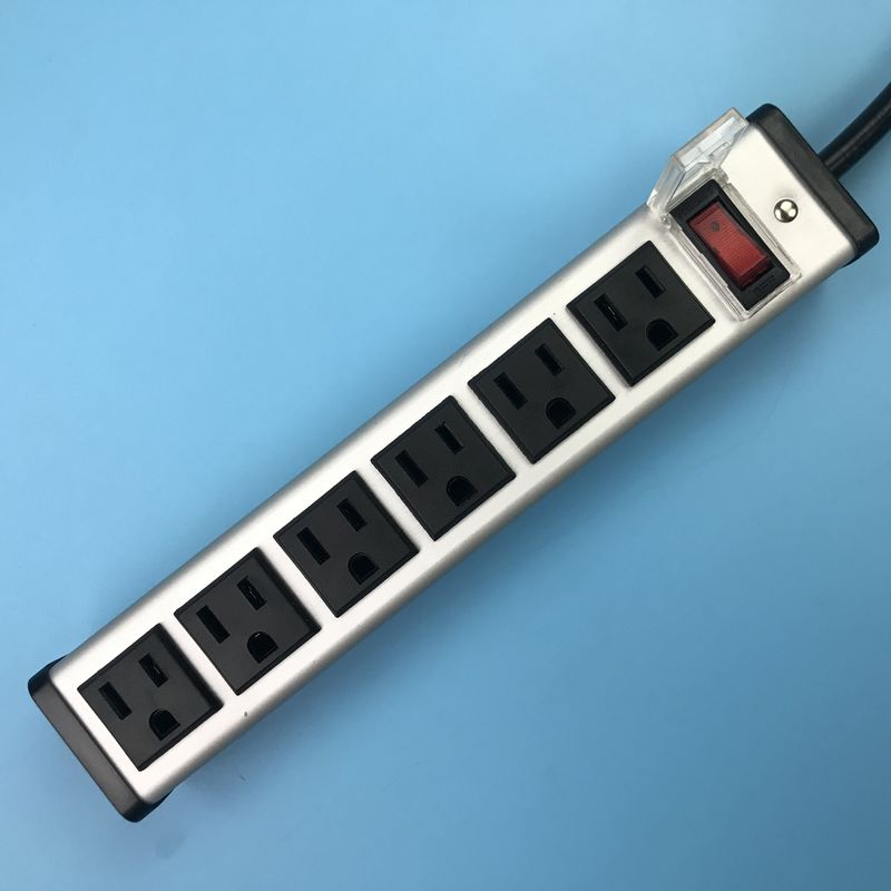 Metal Multi Outlet Power Strip With Waterproof Switch For Workshop / Office