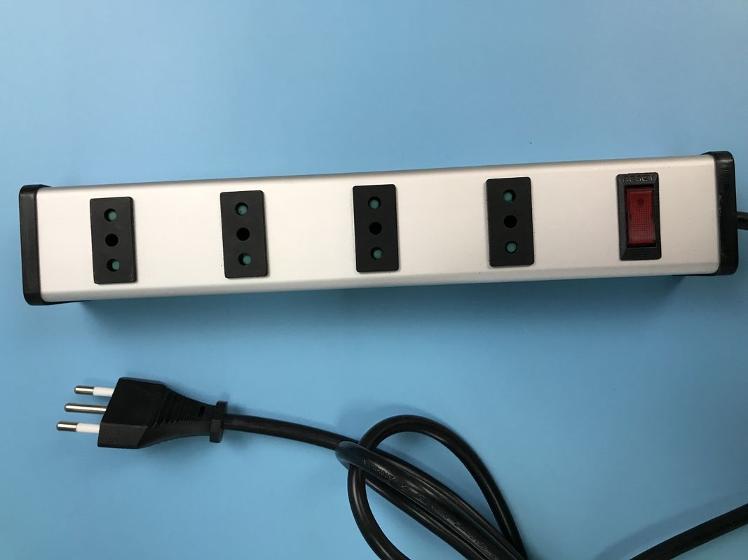 Italy 4 Way Industrial Metal Power Strip with switch,European "bipasso