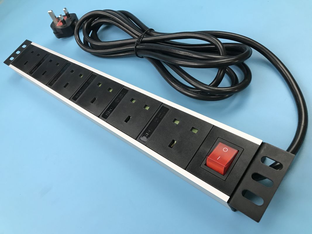 250V 6 UK Jack Multiple Outlet Power Bar With 2m Cable Smart Six British Socket