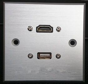 HDMI &amp; USB Aluminum Alloy Wall Plate , Electrical Wall Socket For Hotel / Home