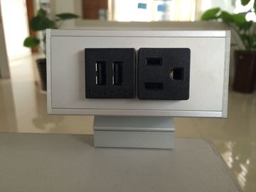 Desk Mounted Power Sockets with 1 Outlets &amp; 2 USB Ports , Metal Tabletop Outlet 125V 15A