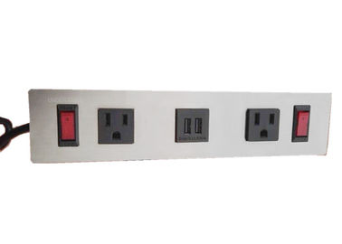 Metal Tabletop Furniture Power Outlet 2 USB Charger &amp; 2 Socket With Individual Switch