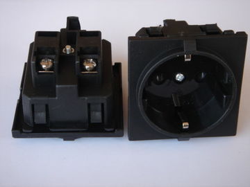 Black Universal AC German Electrical Outlet , European Wall Socket 250VAC 16A