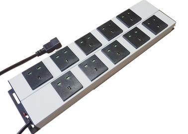 Mountable 10 Way Metal Power Strip , Multi Socket Extension Cord With Mounting Clips