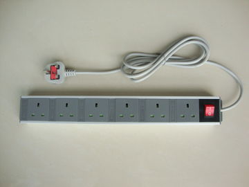 UK 6 Jack Multiple Outlet Power Bar With Flat Plug , Smart Six Socket Power Strip