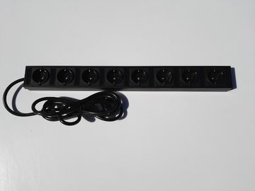 Germany Black 8 Outlet Power Bar With Extra Long Cord / Aluminum Housing Schuko Plug