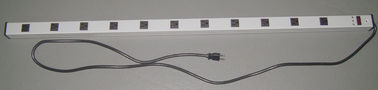 11 Flat Plug Surge Protector Power Strip , Long Cord Power Bar Horizontal / Vertical