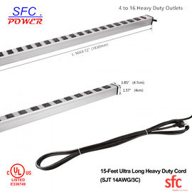 24&quot; Horizontal Metal Multi Socket Extension Lead Grounded 16 Way With Circuit Breaker