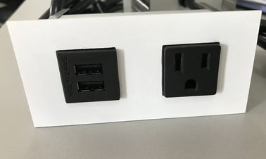Hidden Desktop Power Sockets With 1 Outlet / 2 USB Ports , Stainless steel Faceplates Tabletop Power Outlet